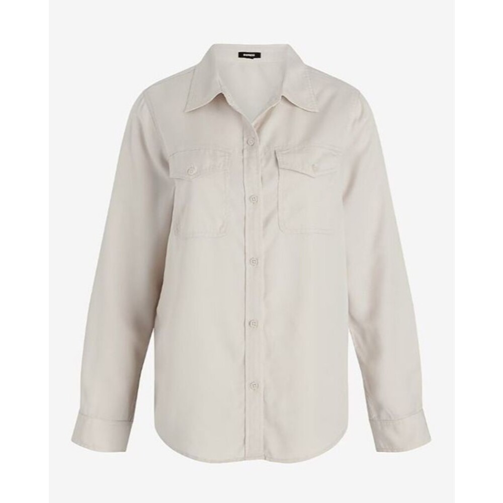 NWT Express Portofino Button-Up Shirt Silky Soft Long Sleeve Clean Minimalist M